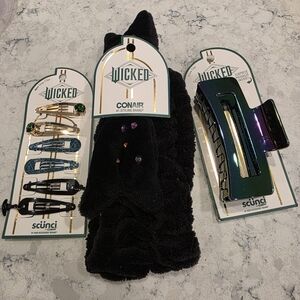 Wicked X Conair Hair Accesories Wicked Claw Clip, Barrette & Hair Wrap SET NWT!